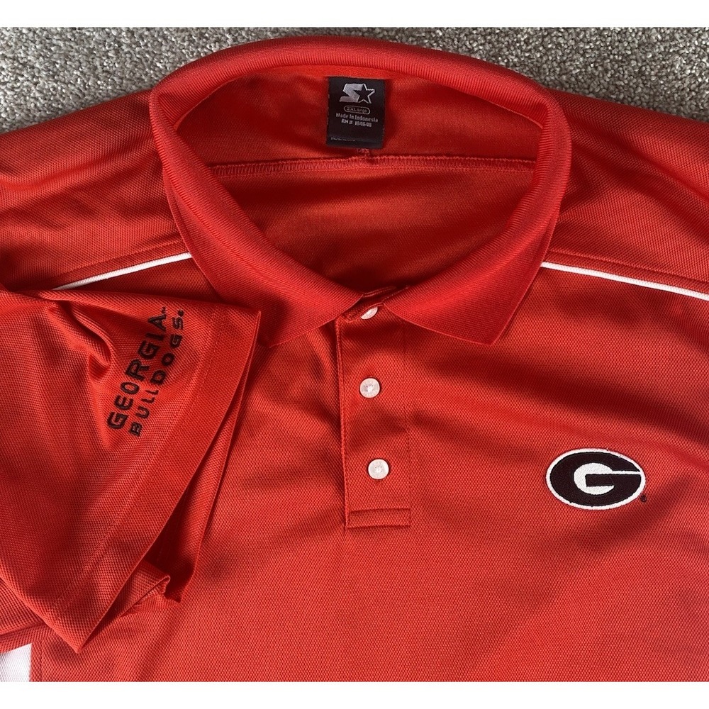 VTG Starter UGA University Of Georiga Bulldogs Red Colorblock Polo Mens XXL NCAA